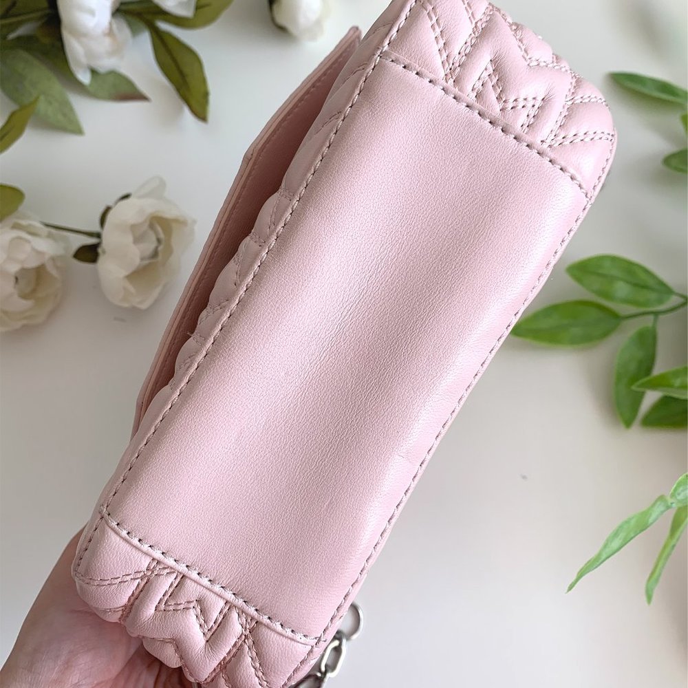 Maje light pink quilted leather crossbody bag - Picture 2 of 5